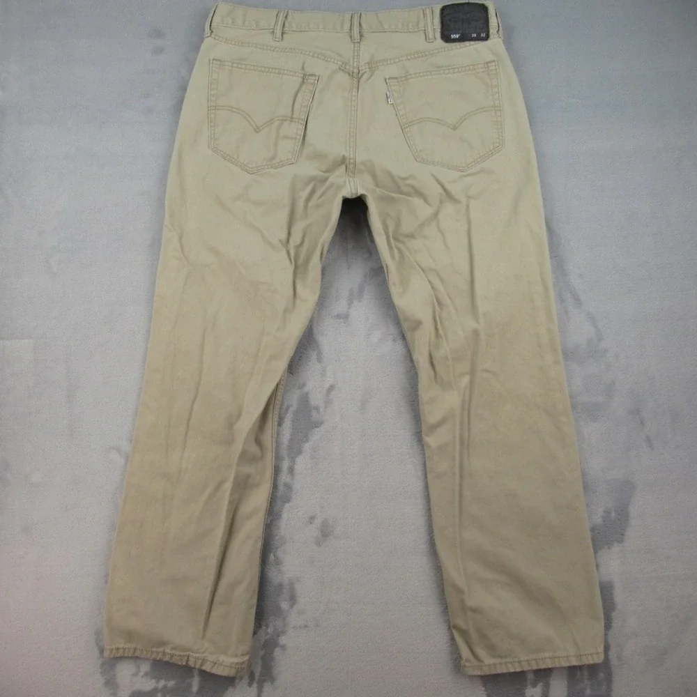 Levis 559 Relaxed Straight Khaki Pants Mens 38x32 Tan Cotton Chino 00559-0369